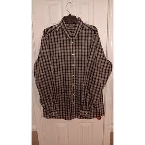 Eddie Bauer Men's Long Sleeve  Shirt Button Down Black Check Pattern TXL XLT